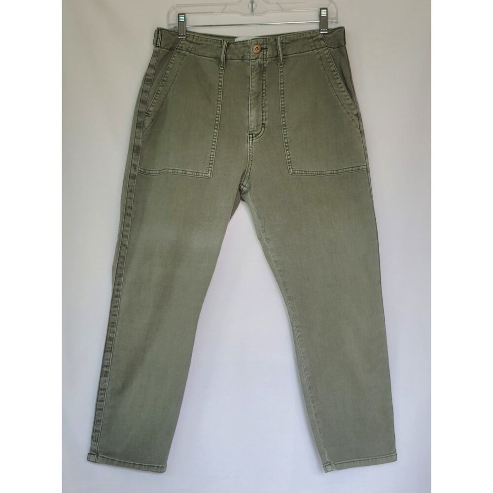 Pistola Green Cargo Pants Utility Side Stripe Women's Size 31 Sporty Streetwear